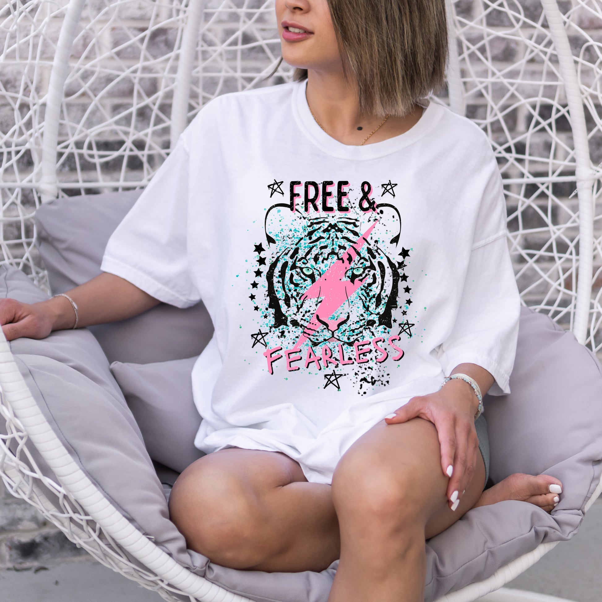 Wholesale Free & Fearless Graphic Tee - CC White