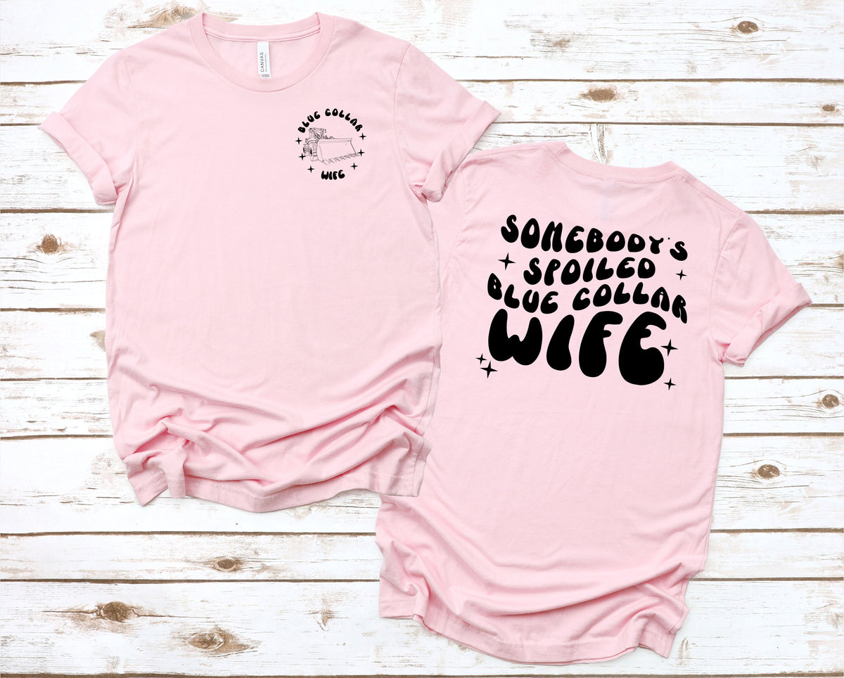 Wholesale Front End Loader blue collar Wife Graphic Tee - Pink