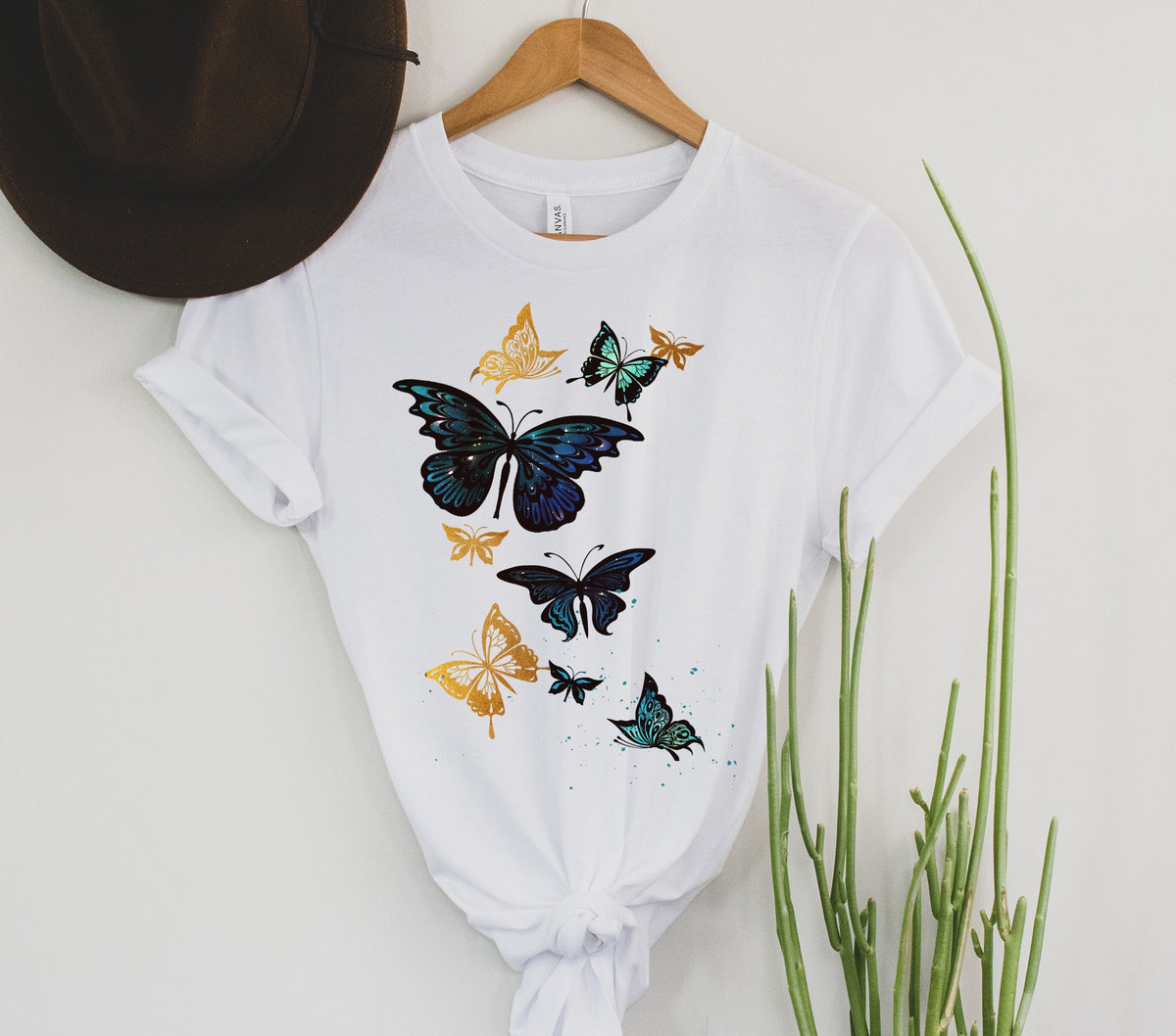 Wholesale Butterflies Graphic Tee - White
