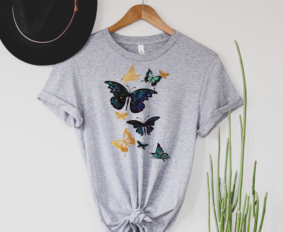 Wholesale Butterflies Graphic Tee - Grey