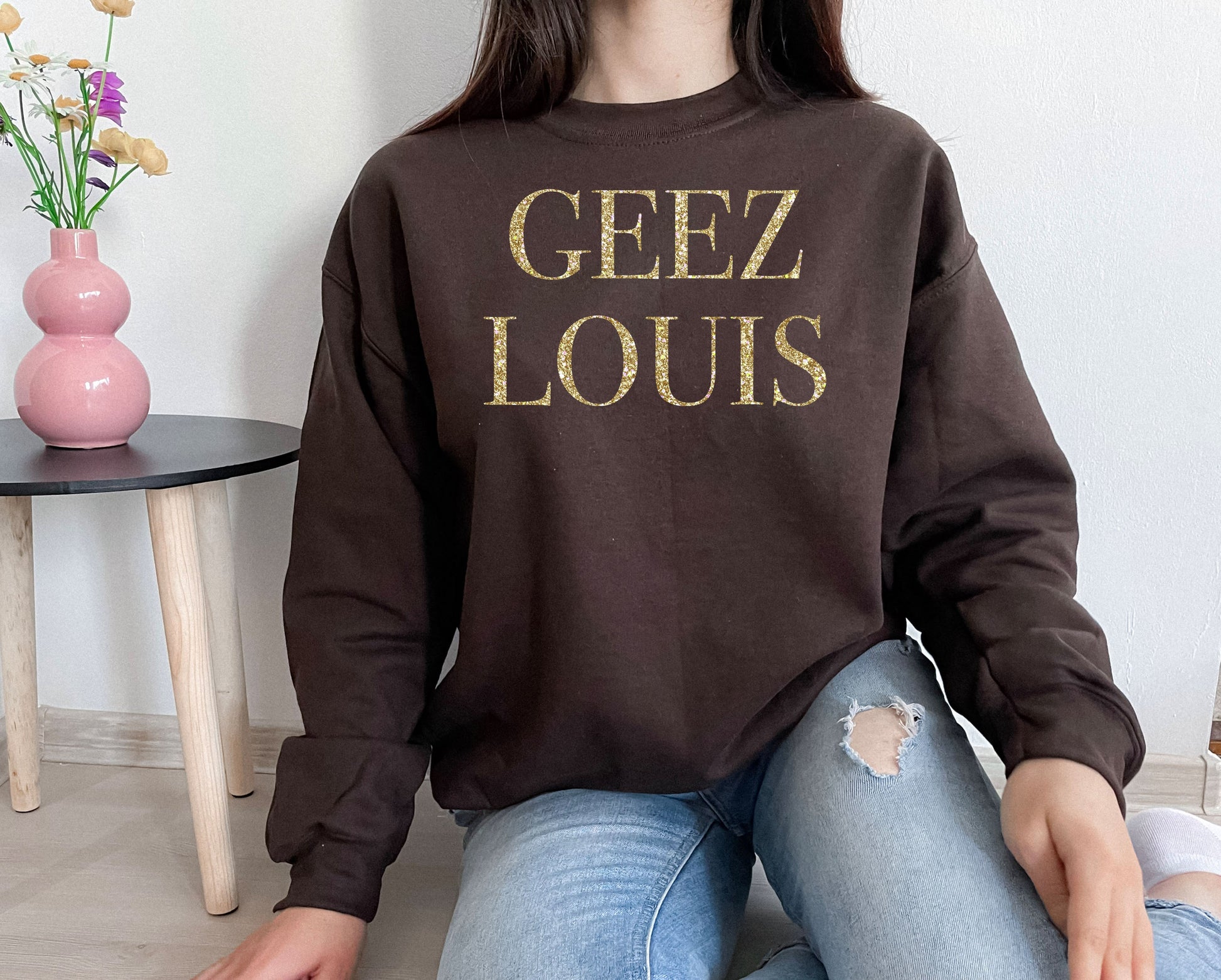 Wholesale Geez Louis Graphic Tee - Brown Sweatshirt
