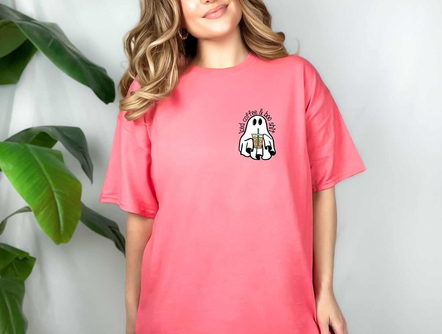 Wholesale Iced Coffee & Boo Shit Graphic Tee - CC Khaki Long Sleeve