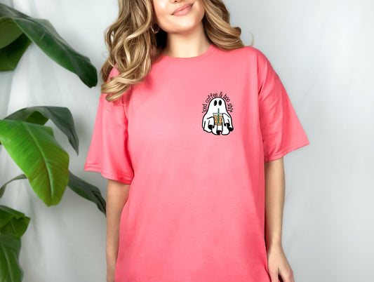Wholesale Iced Coffee & Boo Shit Graphic Tee - CC Khaki Long Sleeve