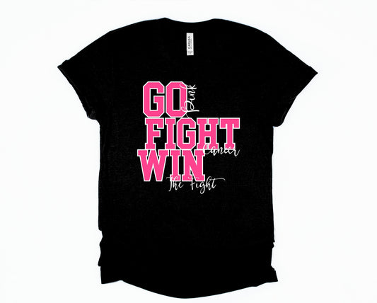 Wholesale Go Fight Win Graphic Tee - Black Tshirt