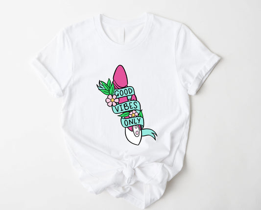 Wholesale Good Vibes Only Graphic Tee - White Tee