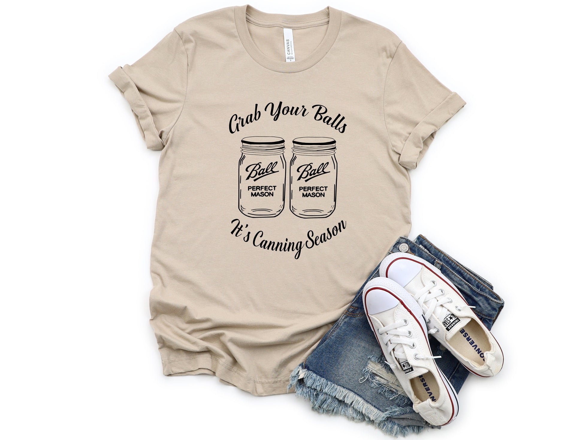 Wholesale Grab Your Balls Graphic Tee - Tan Tee