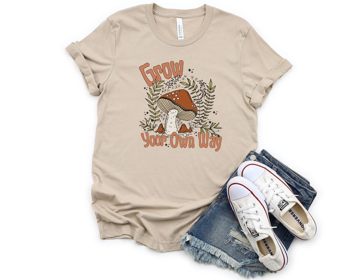 Wholesale Grow Your Own Way Graphic Tee - Tan