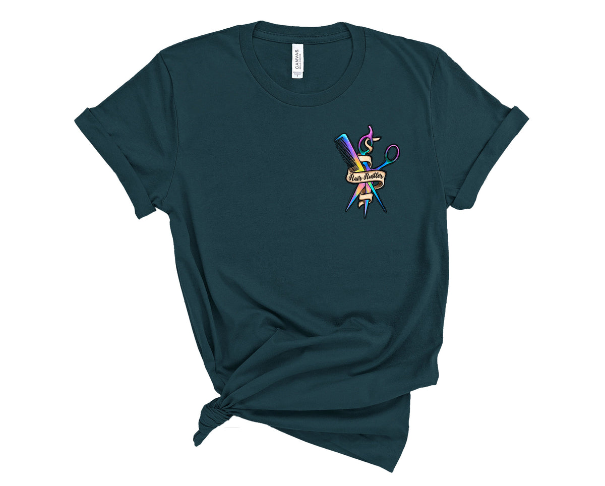 Wholesale Hair Hustler Pocket Print Graphic Tee - Black