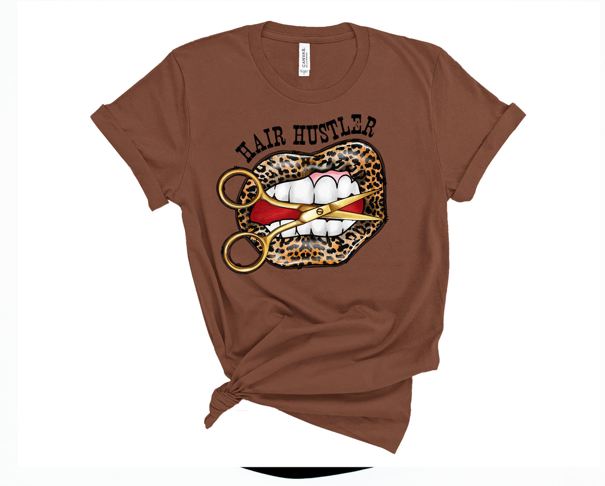 Wholesale Hair Hustler Lips Graphic Tee - Chestnut
