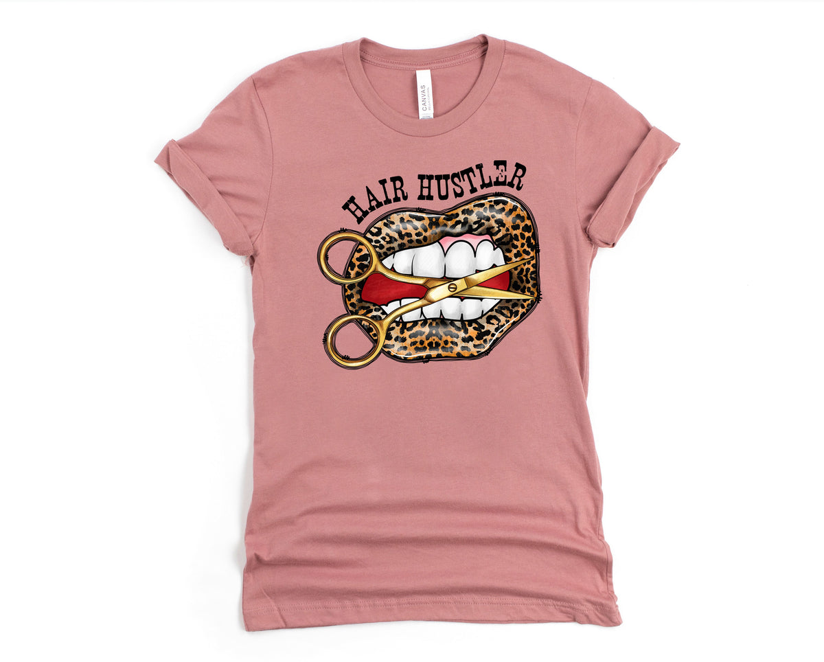 Wholesale Hair Hustler Lips Graphic Tee - Mauve