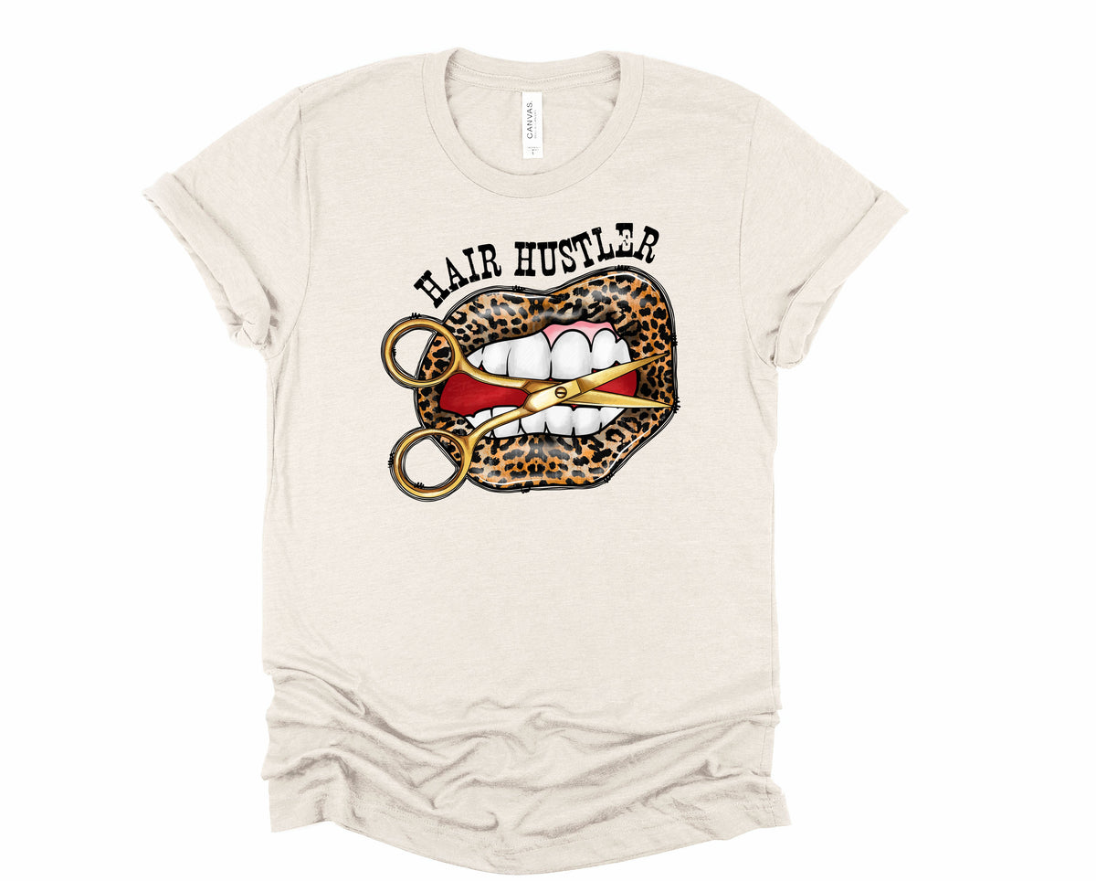 Wholesale Hair Hustler Lips Graphic Tee - Sand
