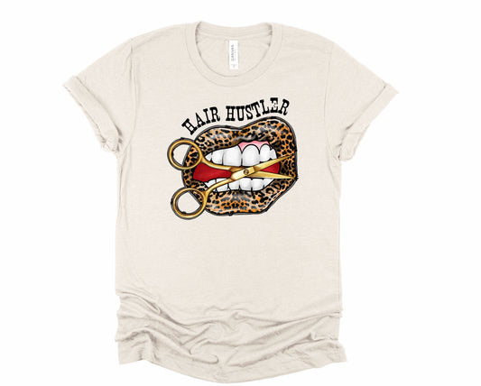 Wholesale Hair Hustler Lips Graphic Tee - Sand