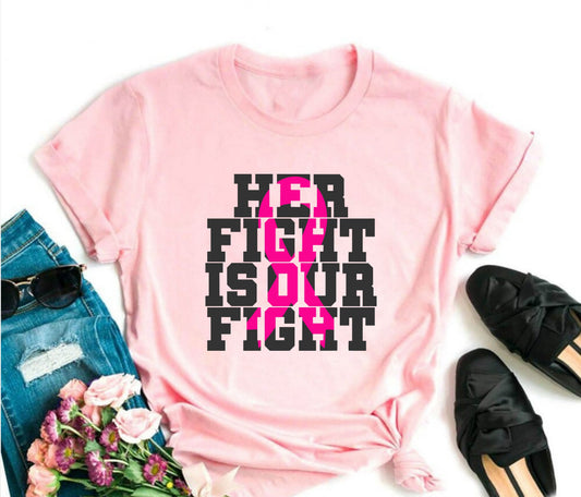 Wholesale Her Fight is Our Fight Graphic Tee - Pink