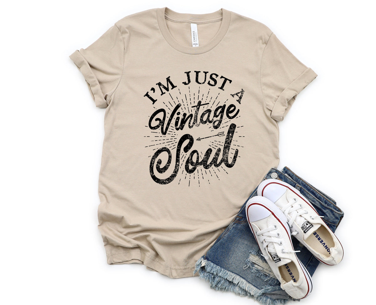 Wholesale I'm a Vintage Soul Graphic Tee - Teal Tee