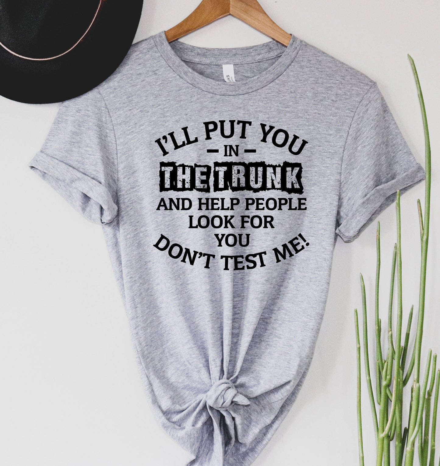 Wholesale put you in a trunk -grey/mint Graphic Tee - Heathered Grey