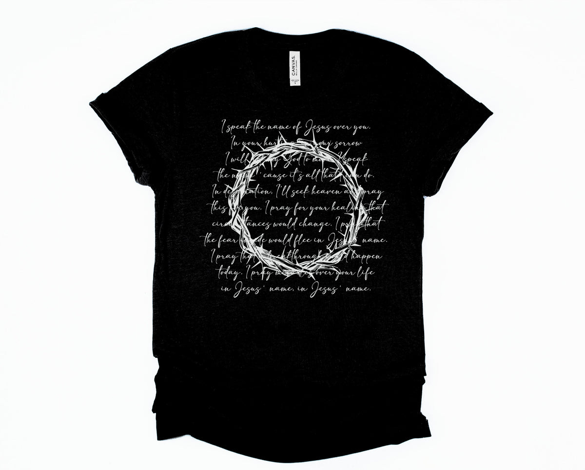 Wholesale I Speak the Name of Jesus VNECK Graphic Tee - Black VNECK
