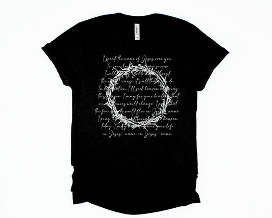 Wholesale I Speak the Name of Jesus VNECK Graphic Tee - Black VNECK