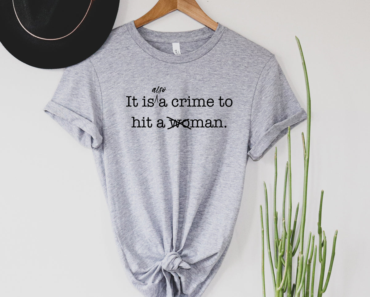 Wholesale It is Also a crime to hit a man Graphic Tee - Grey