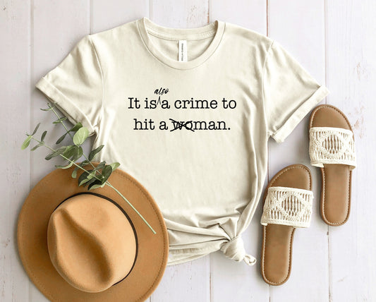 Wholesale It is Also a crime to hit a man Graphic Tee - Mint