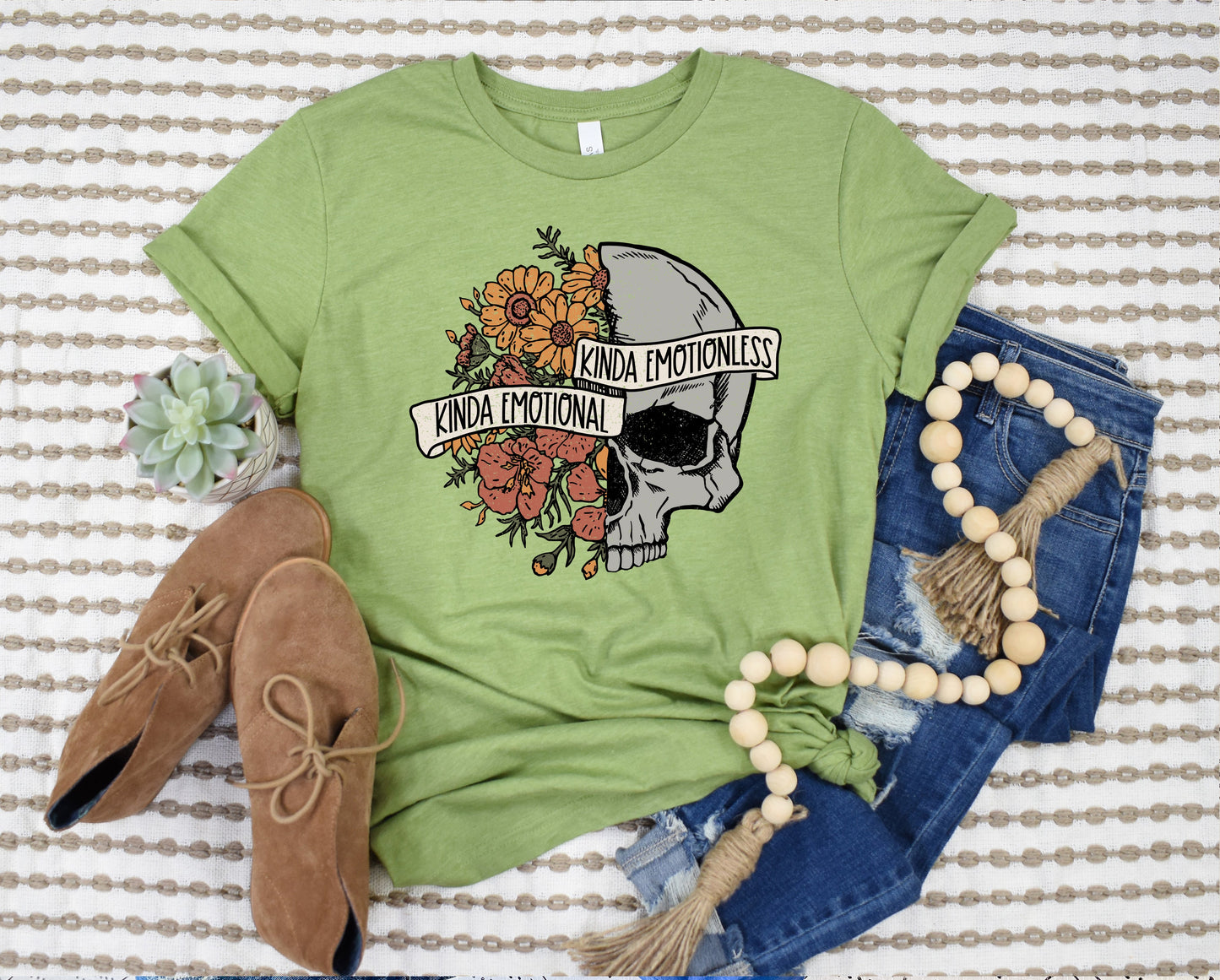 Wholesale Kinda Emotional Graphic Tee - Heather Green