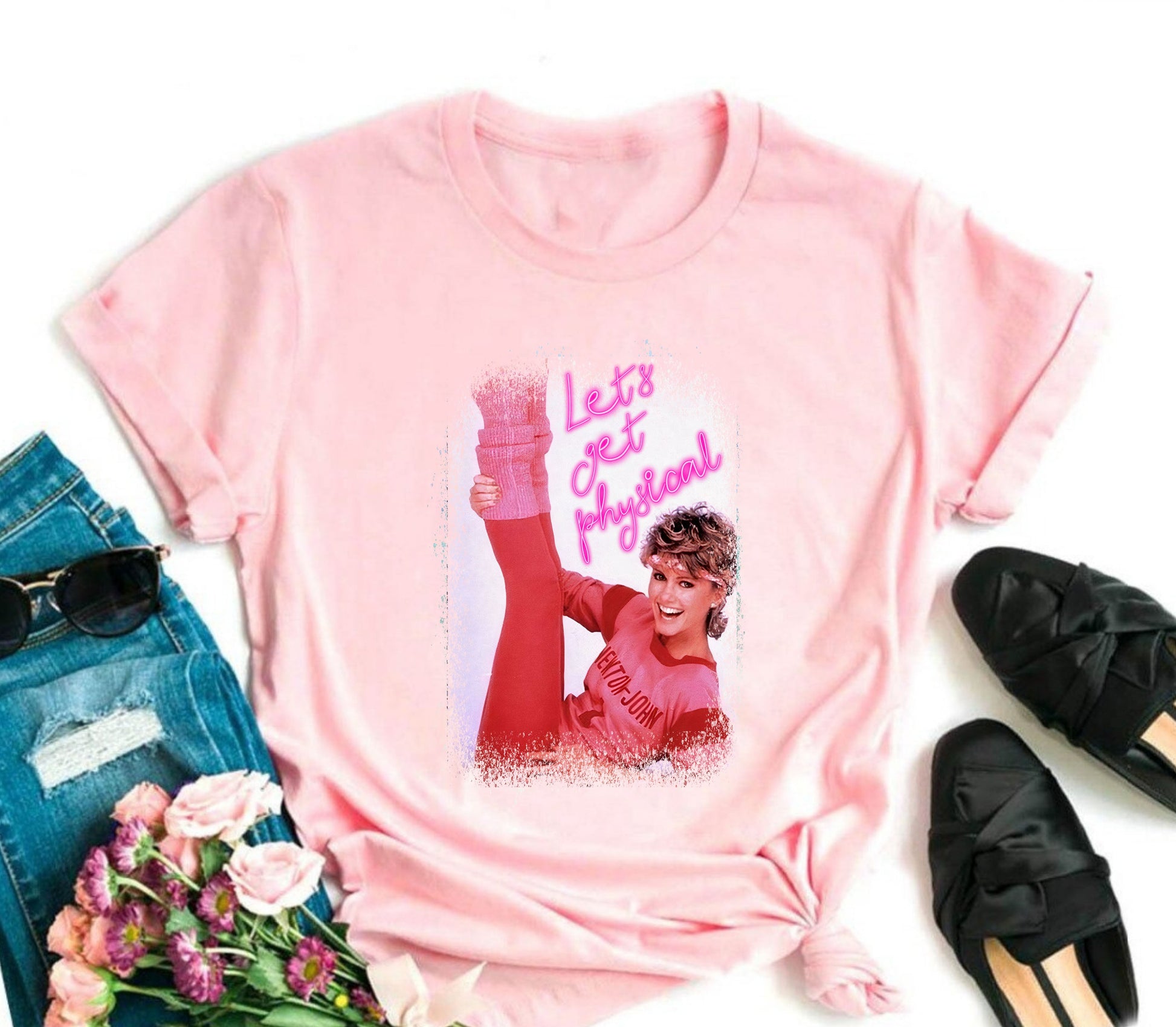 Wholesale Lets Get Physical Graphic Tee - White Sweatshirt