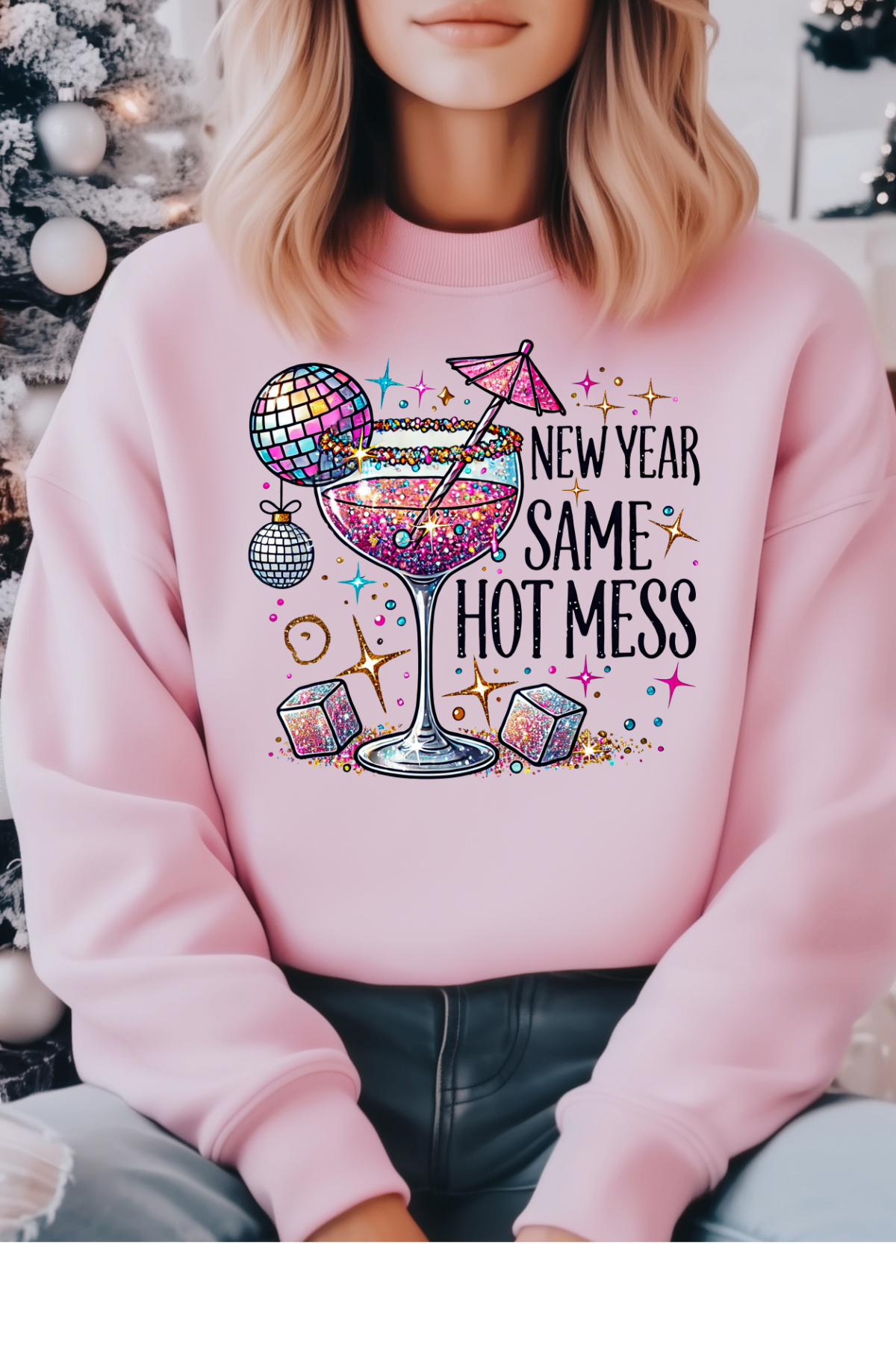 Wholesale New Year - New Year Hot Mess #7 - Light Pink Gildan Sweatshirt
