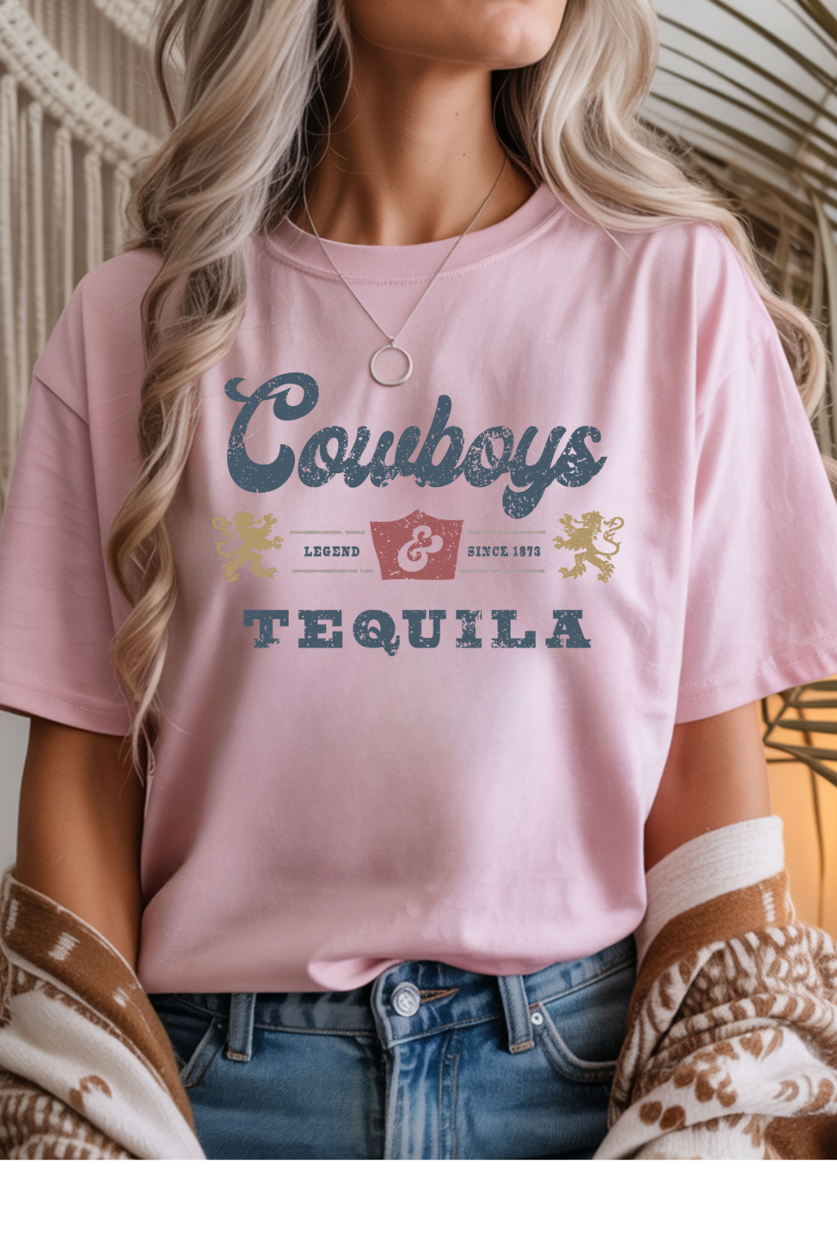 Wholesale Color Me Spring - Cowboys & Tequila #5 - Light Pink Gildan Tee