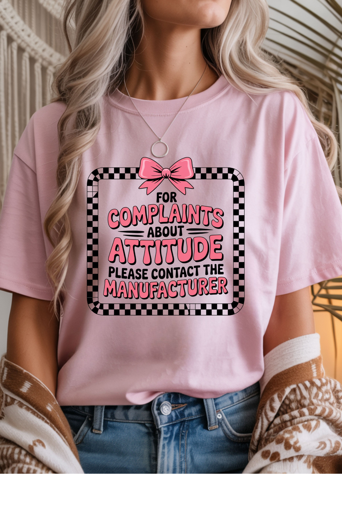 Wholesale Lilac Lane - Complaints About Attitude #8 - Light Pink Gildan Tee