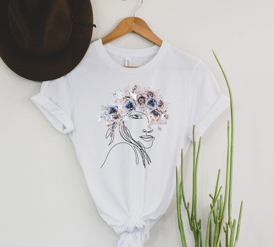 Wholesale Line Art Portrait Graphic Tee - Black