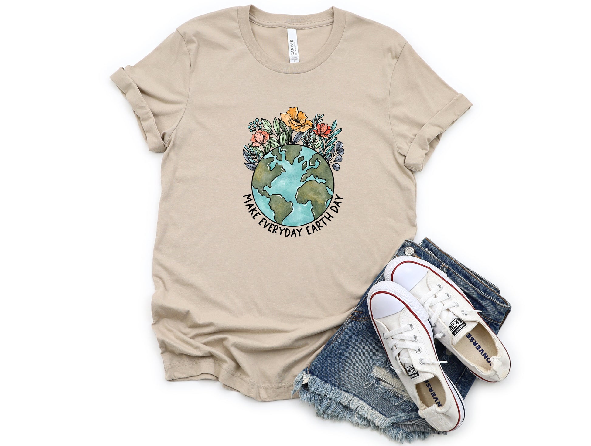 Wholesale Make Everyday Earth Day Graphic Tee - Tan Tee
