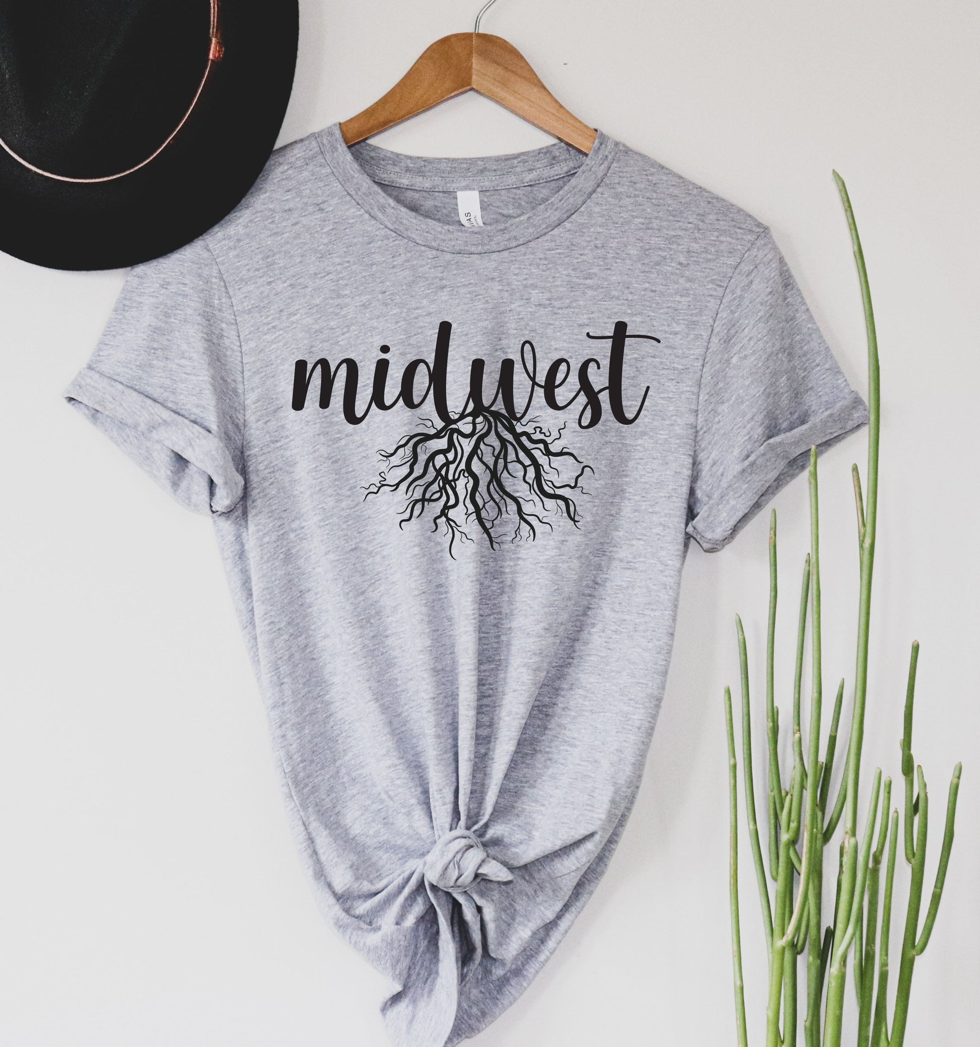 Wholesale Midwest Roots Graphic Tee - Heathered Forest Green