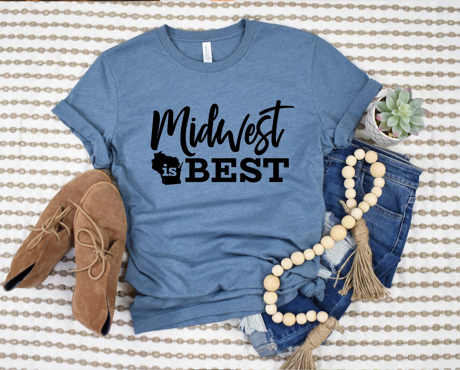 Wholesale Midwest is Best Graphic Tee - Heathered Slate