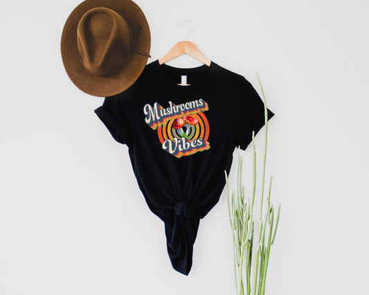 Wholesale Mushroom Vibes Graphic Tee - Black