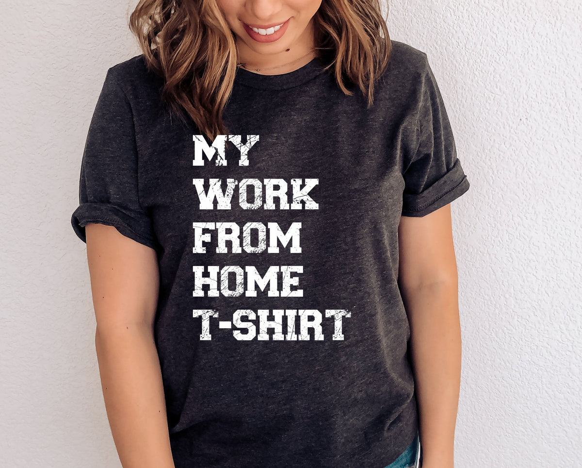 Wholesale My Work From Home T-shirt Graphic Tee - Dark Heathered Grey
