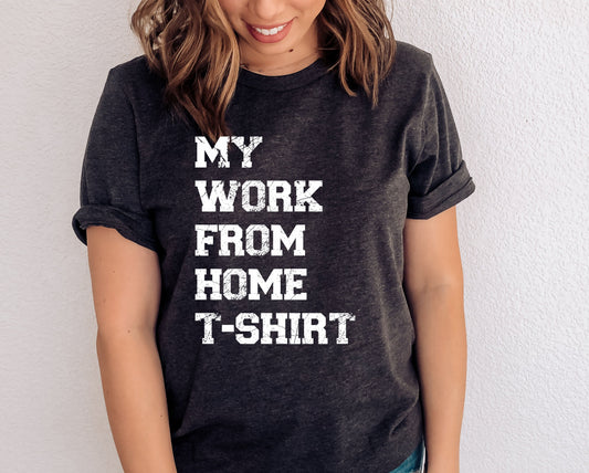 Wholesale My Work From Home T-shirt Graphic Tee - Dark Heathered Grey