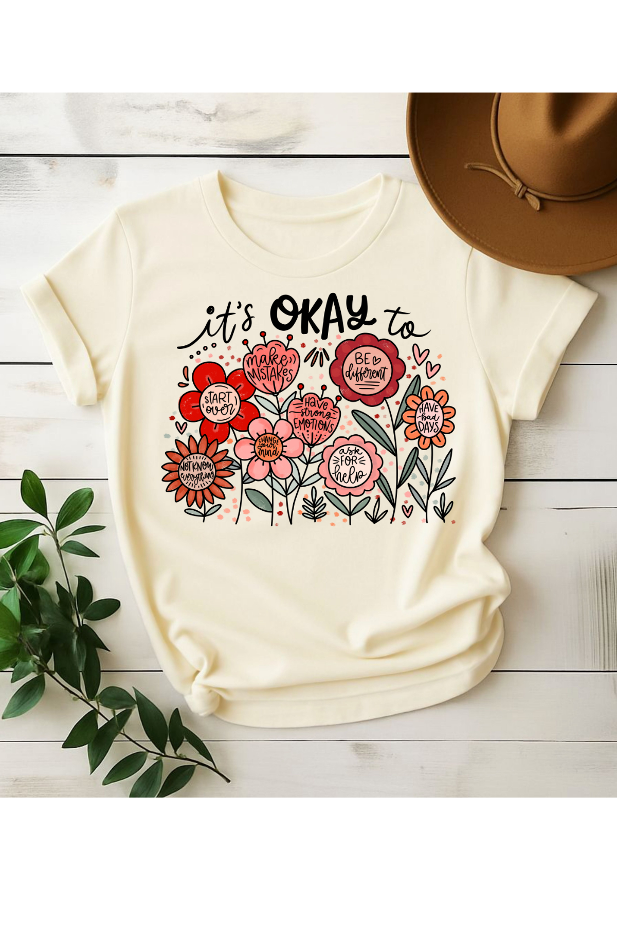 Wholesale RoseWater Glow - It's Okay #9 - Natural Gildan Tee