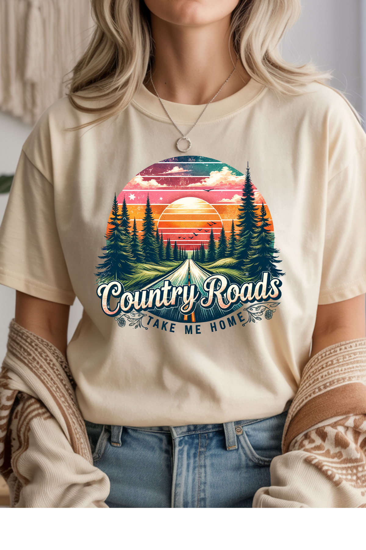 Wholesale Lilac Lane - Country Roads #9 - Natural Gildan Tee