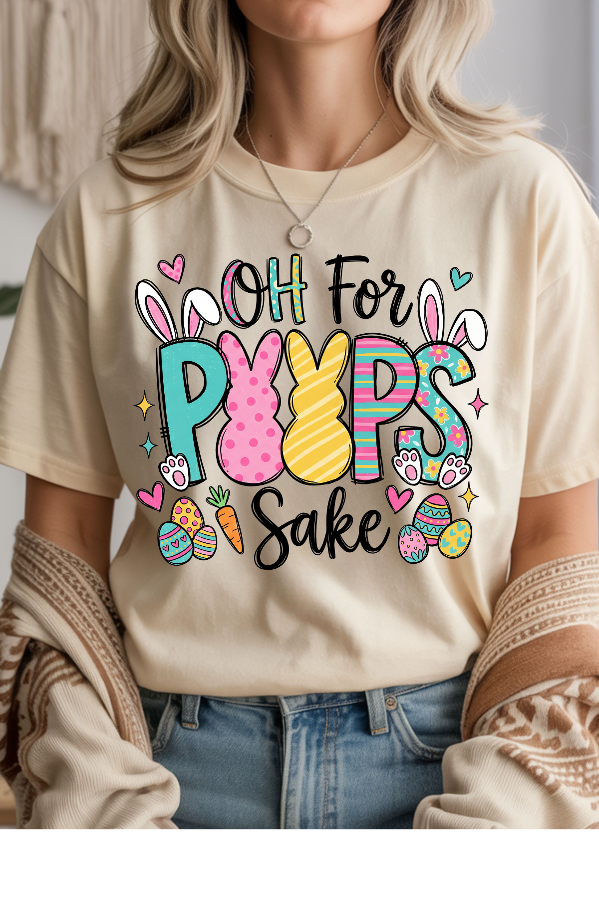 Wholesale Fern & Floral - Oh For Peeps Sake #10 - Natural Gildan Tee