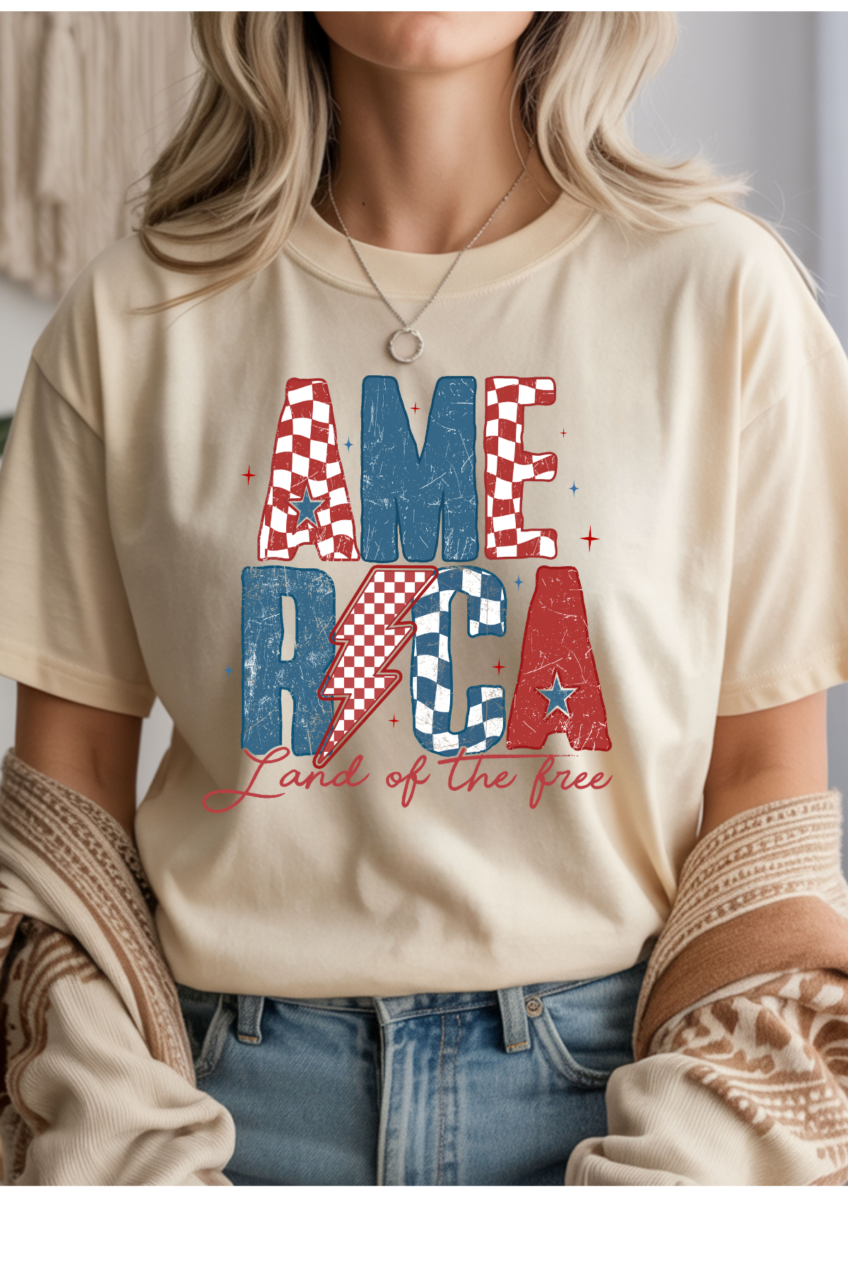 Wholesale Memorial Day - Retro America #10 - Natural Gildan Tee