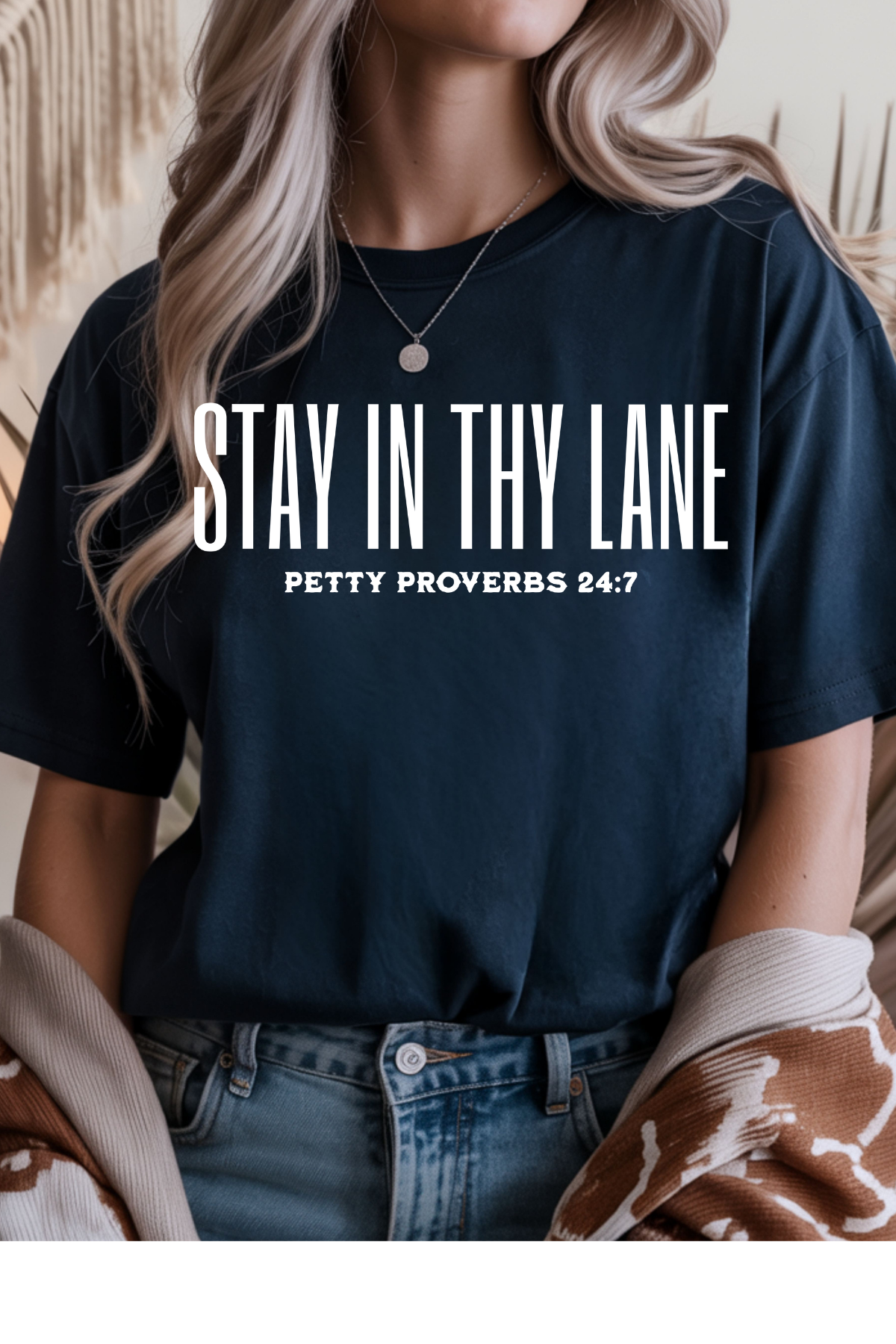Wholesale Pink - Stay In Thy Lane #2 - Navy Gildan Tee