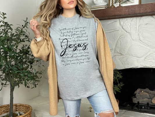 Wholesale Name of Jesus Graphic Tee - Grey Tee