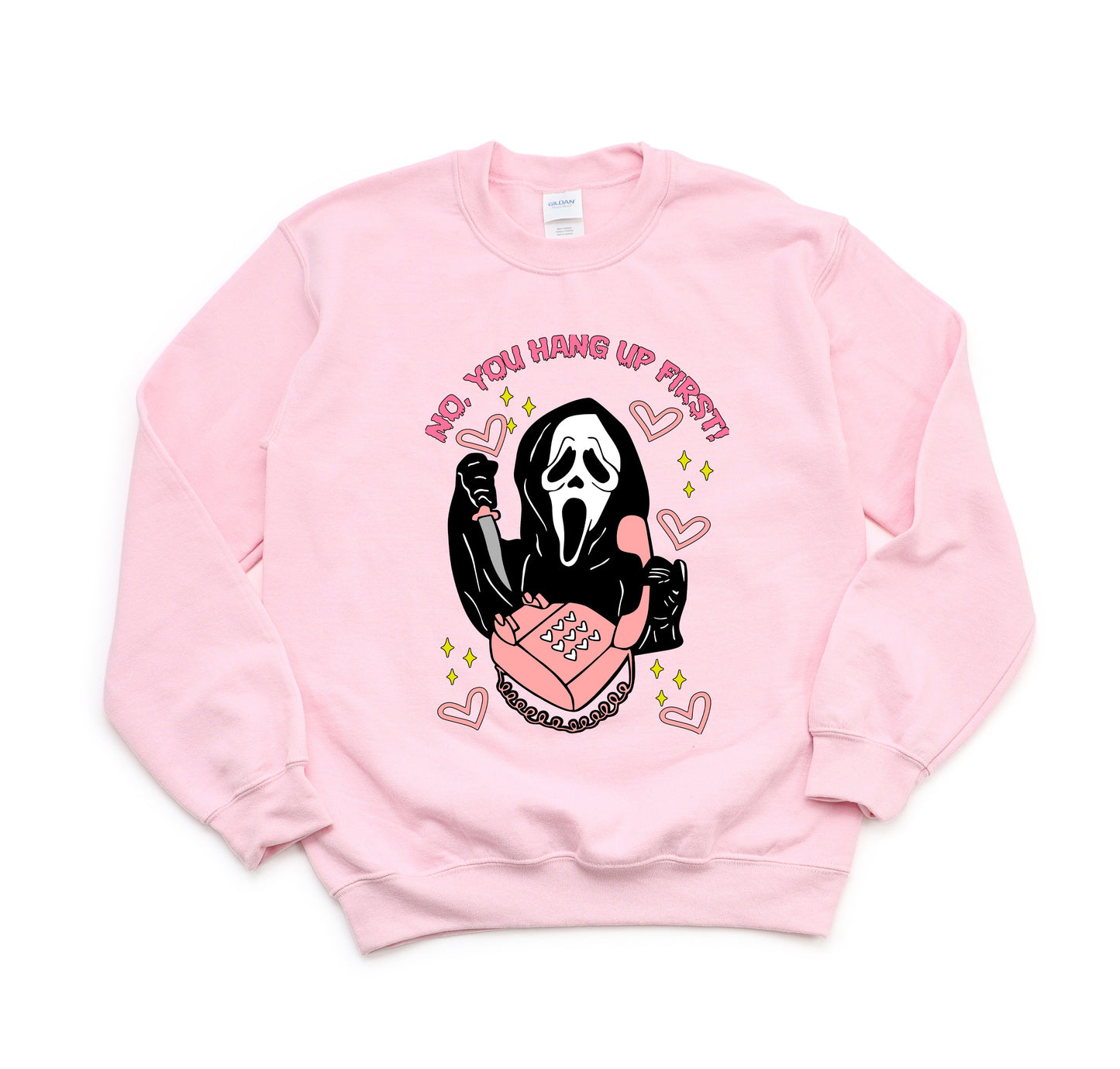 Wholesale No You hang up first pink sweatshirt - White Sweatshirt