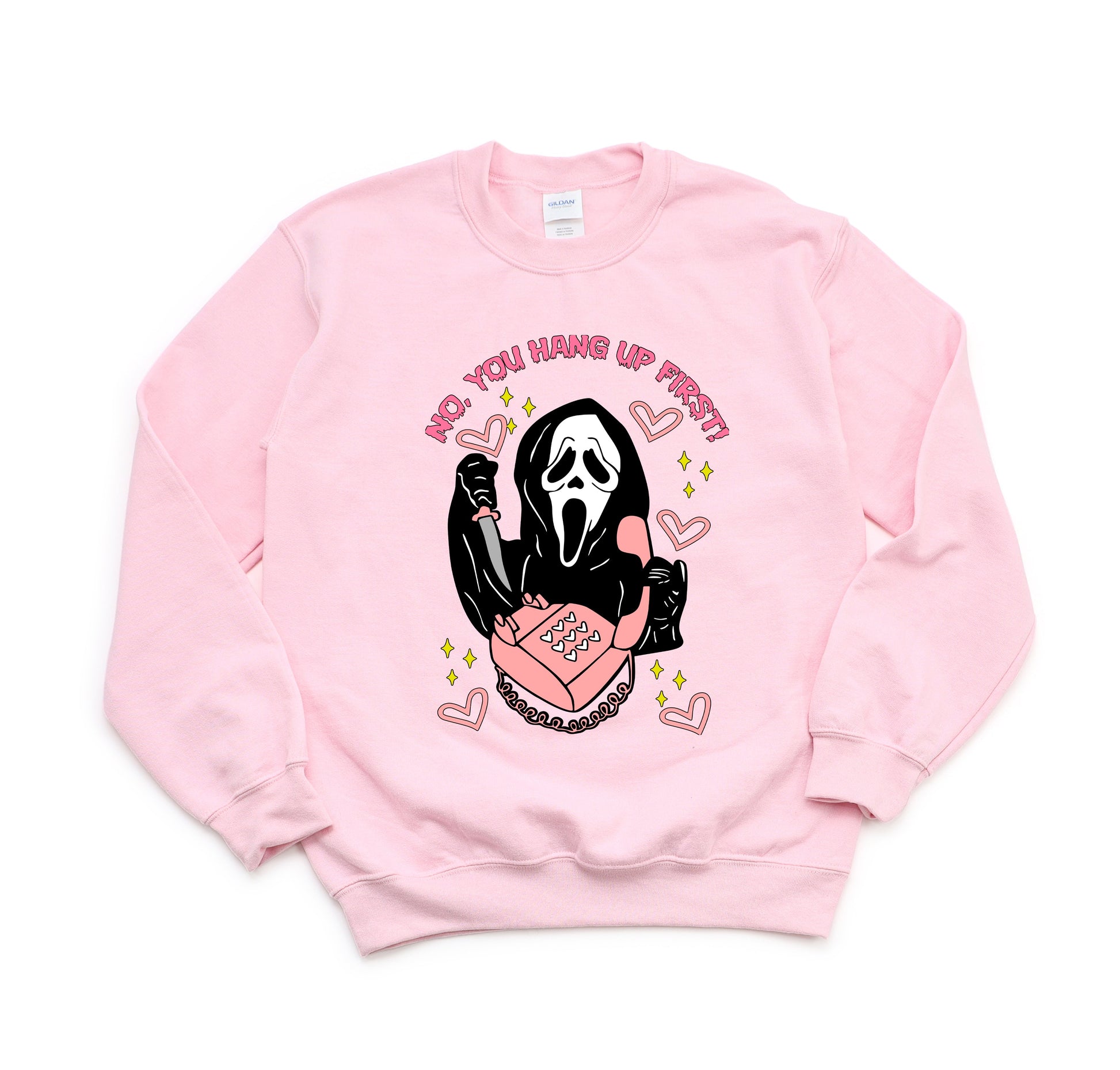Wholesale No You hang up first pink sweatshirt - White Sweatshirt