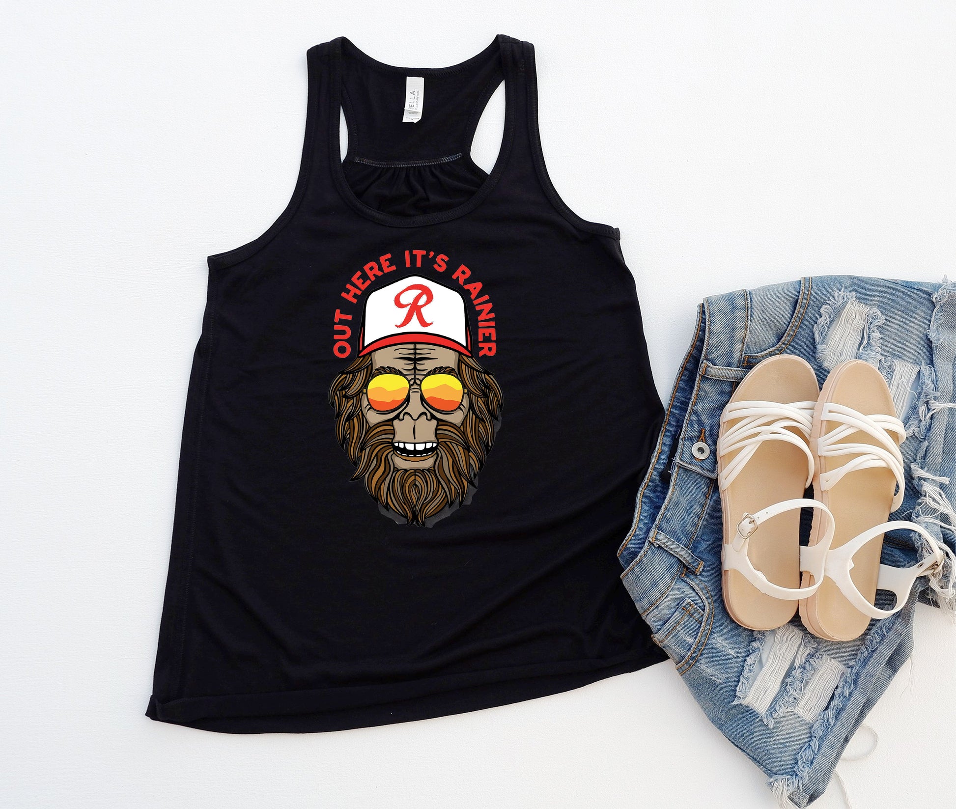 Wholesale Out Here it's Rainier Graphic Tee - Black Tanks