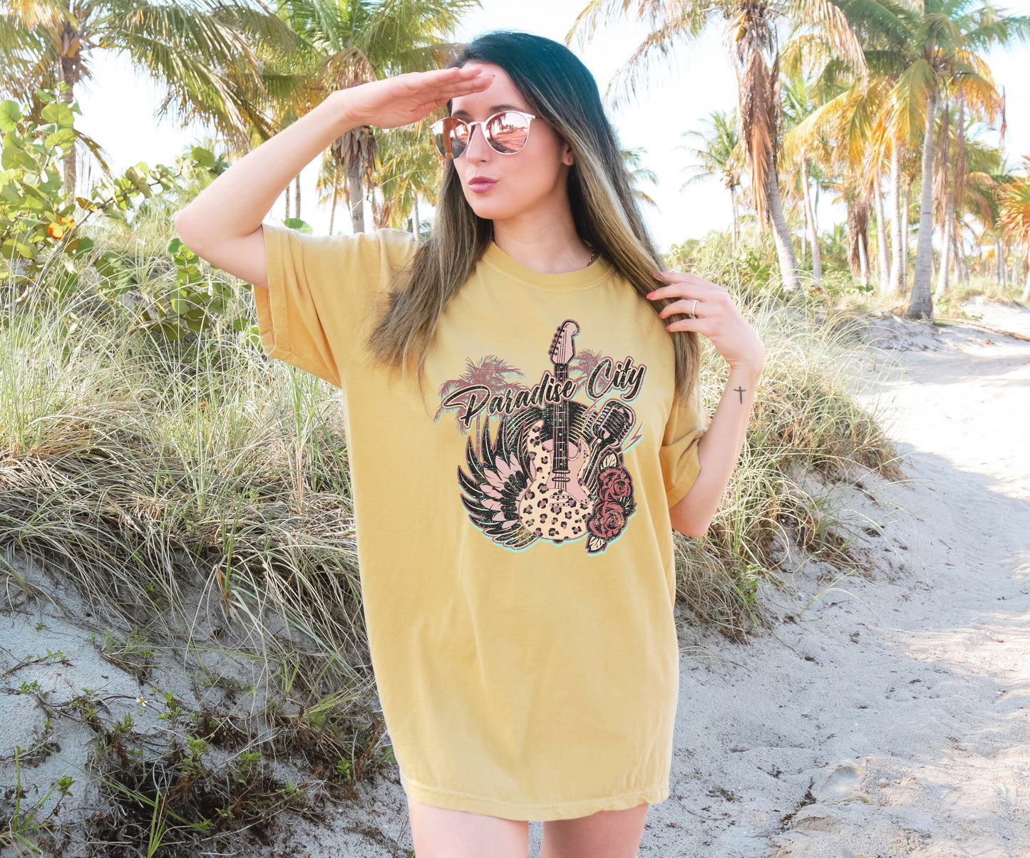 Wholesale Paradise City Graphic Tee - Chalky Mint