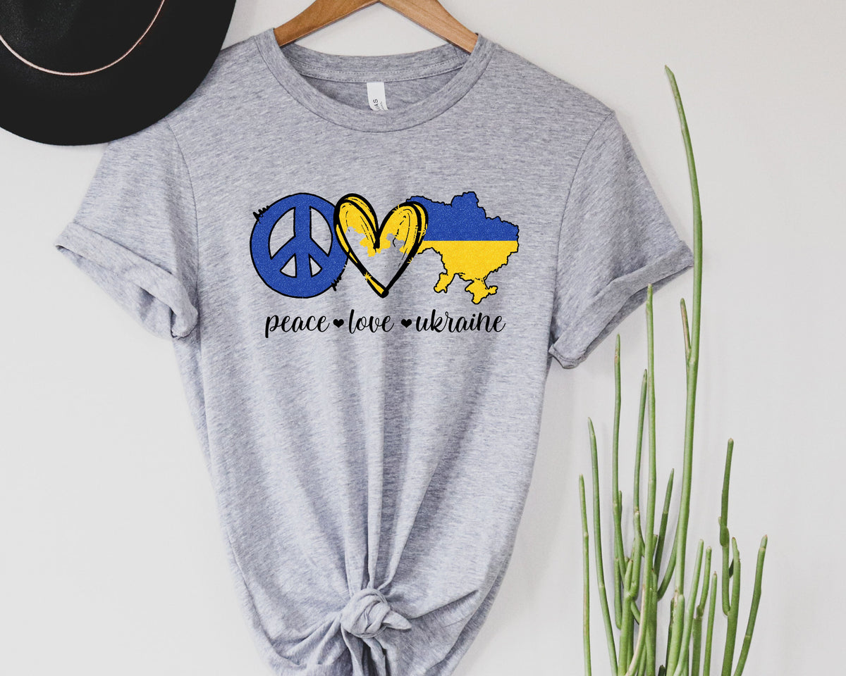 Wholesale Peace Love Ukraine Graphic Tee - White