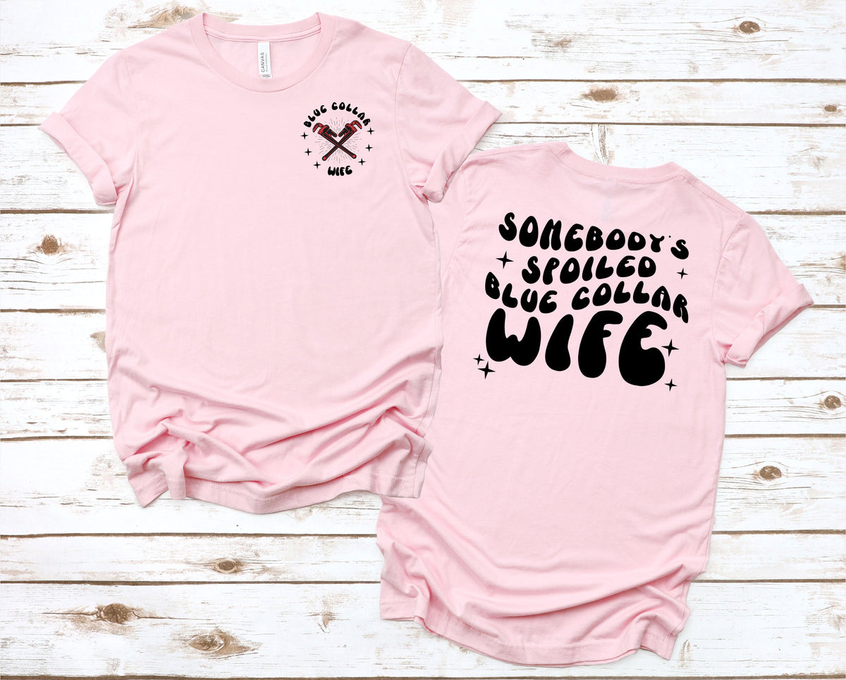 Wholesale Plumber blue collar Wife Graphic Tee - Grey
