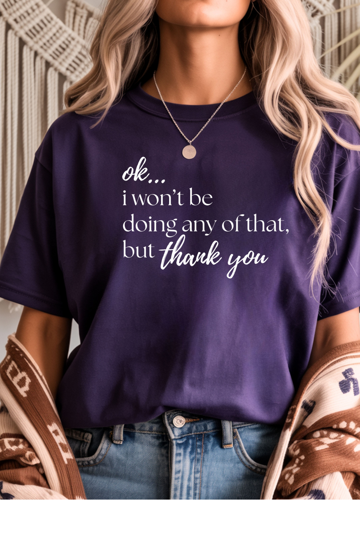 Wholesale Fern & Floral - But, Thank You #2 - Purple Gildan Tee