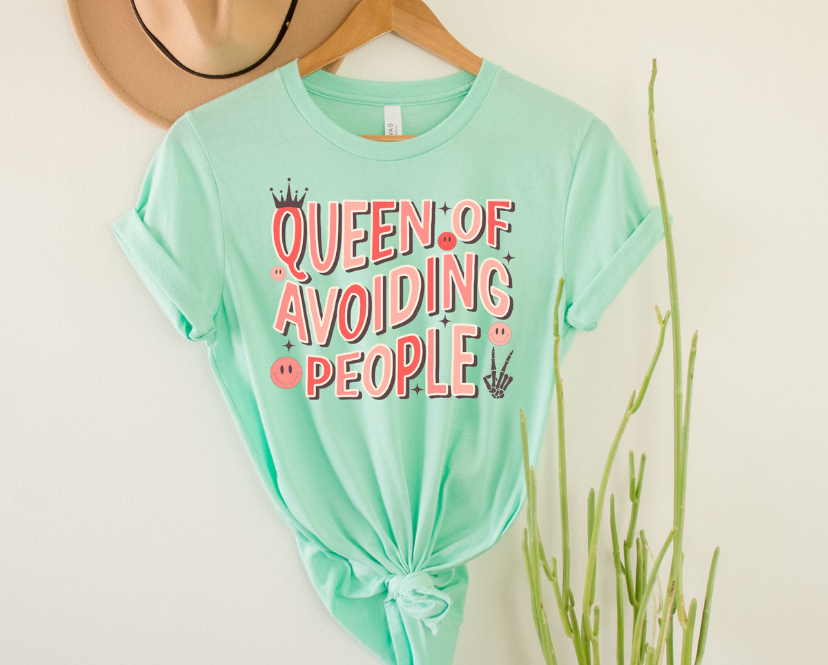 Wholesale Queen of Avoiding People Graphic Tee - White