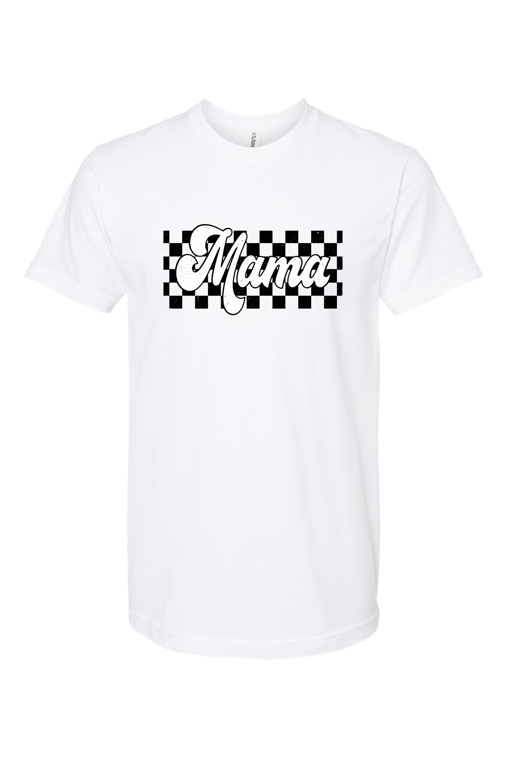 Wholesale Retro Checkered Mama Graphic Tee - Tultex Aqua Tee